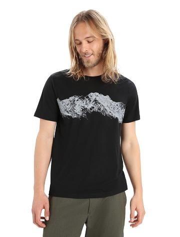 Men's Icebreaker Merino Tech Lite II Short Sleeve Remarkable Range T Shirts Black | CA 1739LISH